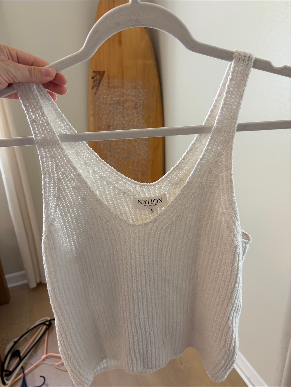 Nation LTD Ivory Ribbed V-Neck Tank - Picture 4 of 4